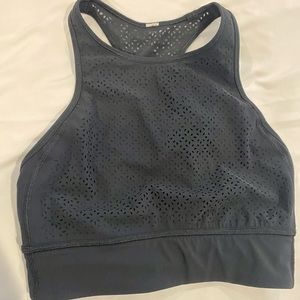Lululemon Highneck Black Eyelet Detail Sports Bra Size 4